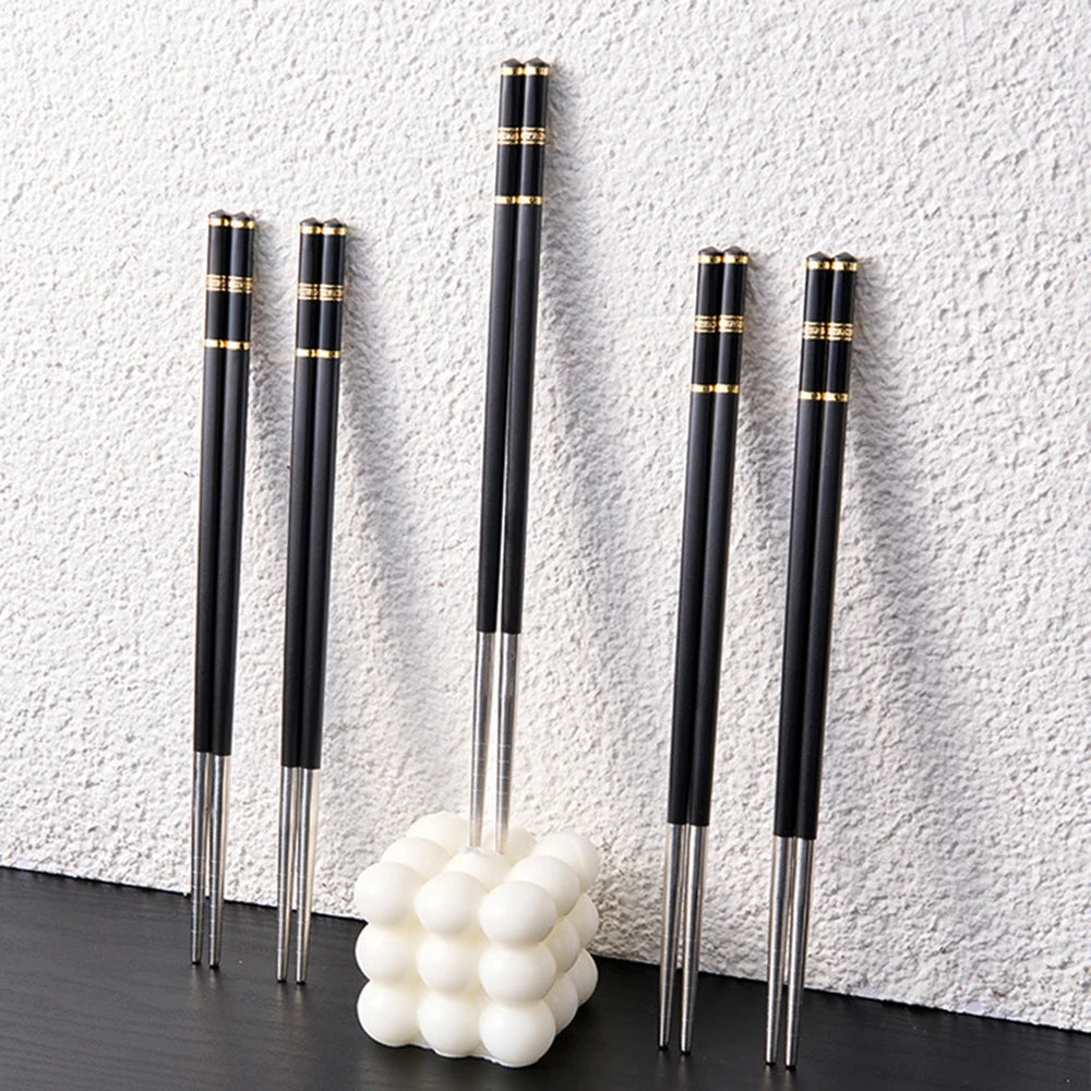 2-8 Pairs Alloy Chopstick Reusable Non-slip Sushi Food Chop Sticks Chopsticks Metal Chinese Chop Stick Tableware Kitchen Gadgets