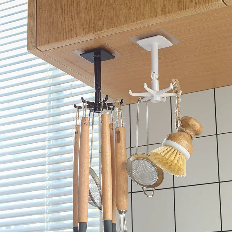 Kitchen Organizer Swivel Hooks Creative Hooks  Hole-free Multifunctional Explosion  Rotatable Dual-Use