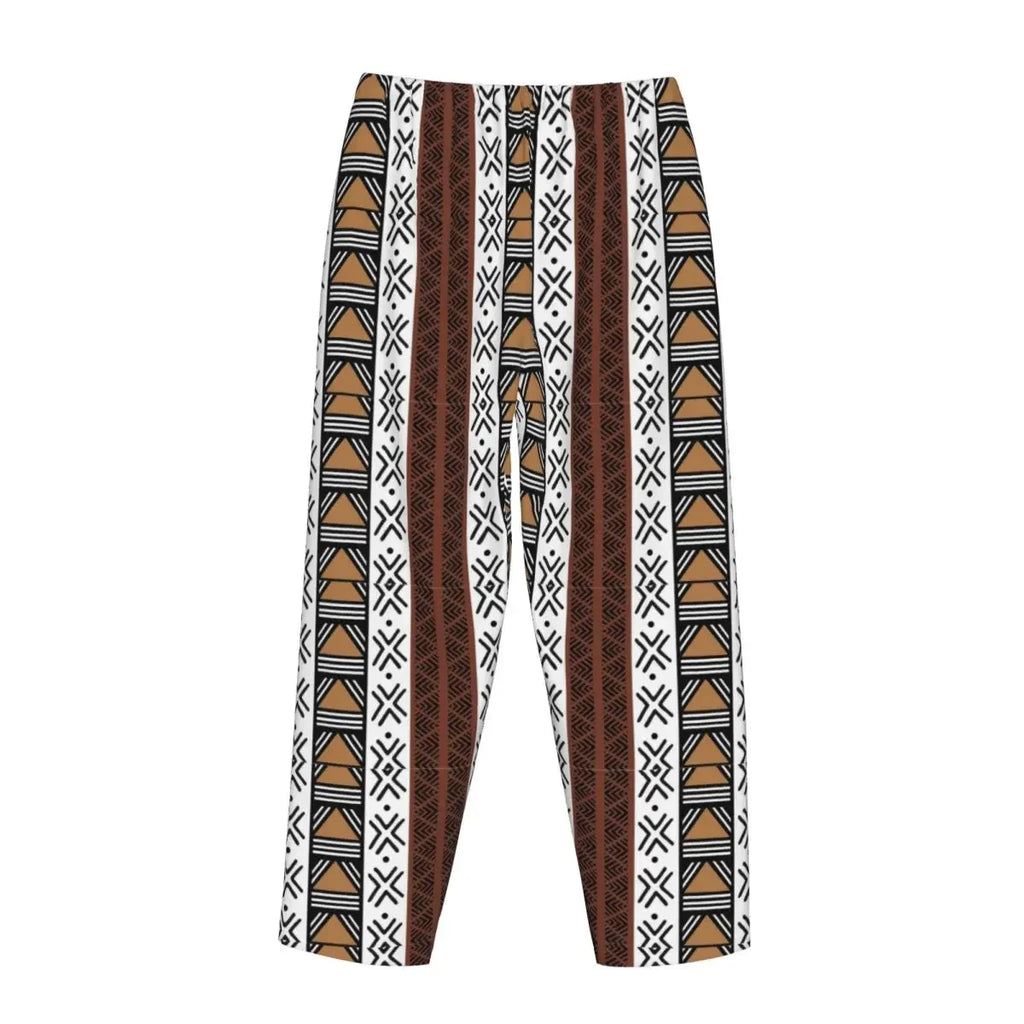 Custom African Tribal Bogolan Pattern Women Pajama Pants Lounge Sleep Sleepwear Bottoms with Pockets