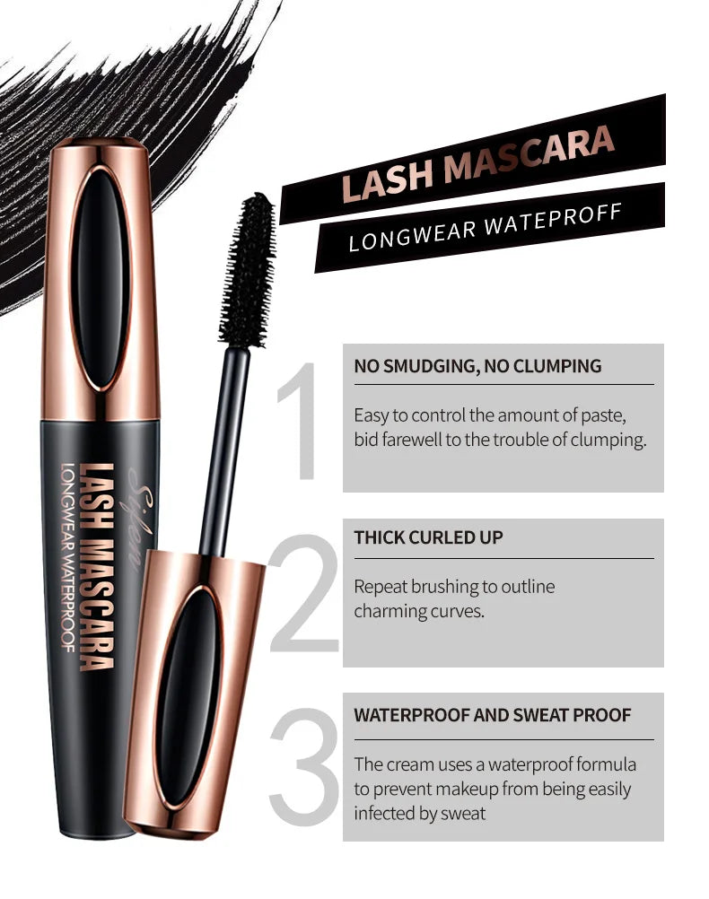 SIFEN Waterproof Mascara Black Long Lasting Curling Thick Lengthening Eyelash Extension Smudge-proof Eye Makeup Cosmetics