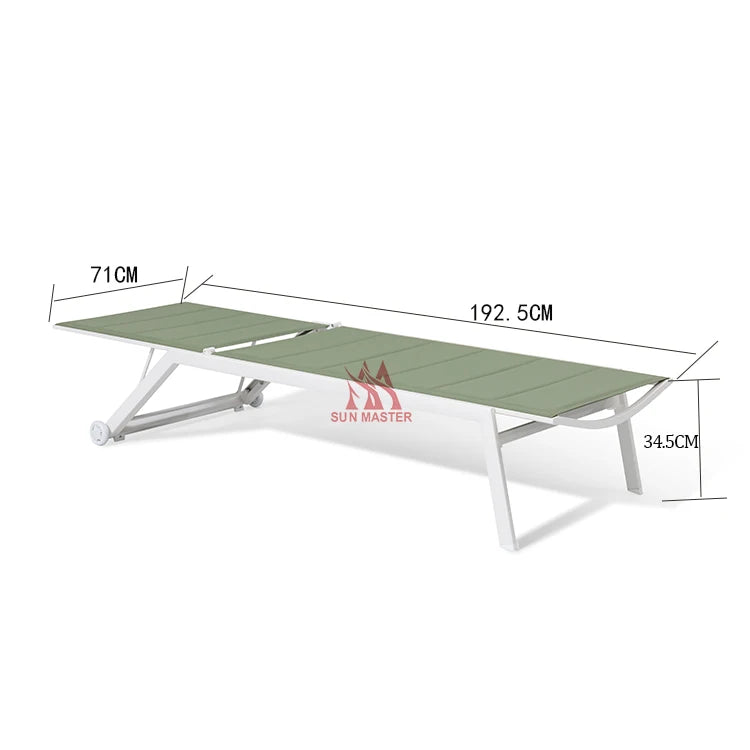 Garden Patio Furniture Adjustable Reclining Aluminum Sunbed Beach Hotel Stackable Outdoor Swimmning Pool Sun Lounger