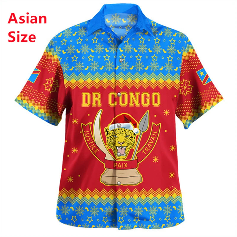 New Summer 3D Congo National Flag Printing Mens Shirt Graphic Short Sleeves Women Clothing Fashion Harajuku Tops Man Shirt Tees