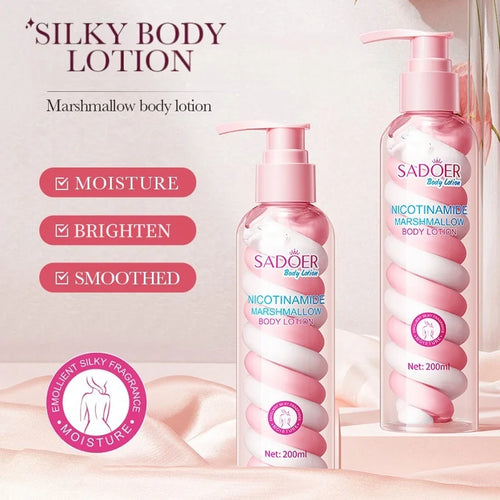 1 Bottle of 200ml Niacinamide Marshmallow Body Lotion, Suitable for All Light Beige Skin Tones, Deep Moisturizing Formula, Non-Greasy Moisturizing Cream with a Frankincense Scent, Ideal as a Holiday Gift, Suitable for Both Me