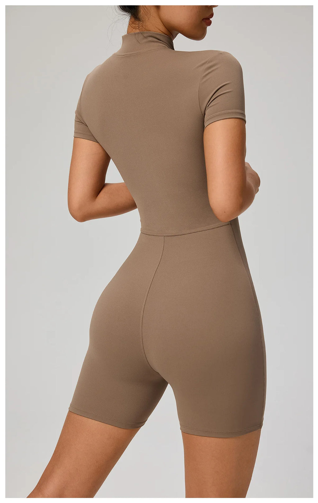 SOISOU Zipper Jumpsuit Women Short Sleeves Clothing Sportswear Woman Gym Yoga Sport Sets Nylon Workout Sets Women Tracksuit