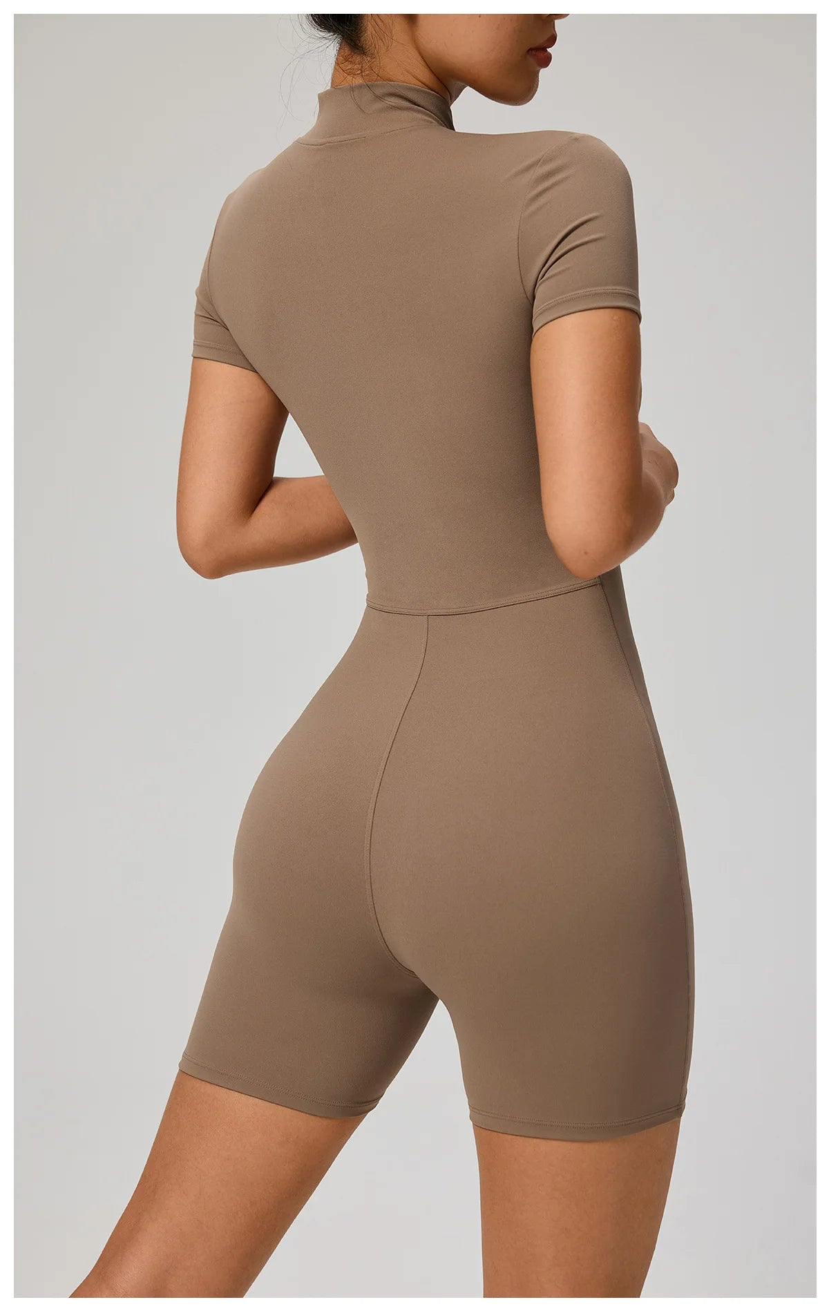 SOISOU Zipper Jumpsuit Women Short Sleeves Clothing Sportswear Woman Gym Yoga Sport Sets Nylon Workout Sets Women Tracksuit