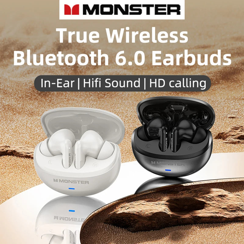 Monster MQT39 TWS Wireless Bluetooth 6.0 Earphones Hifi Stereo Earbuds Noise Reduction Headphones Gaming Sports Headset with Mic