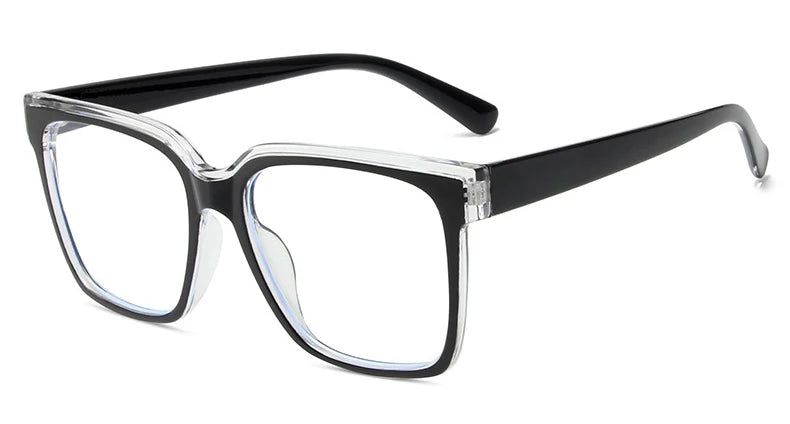 Fashion Double Color Women Cat Eye Glasses Frame Retro TR90 Clear Anti-Blue Light Eyewear Men Optical Blue Yellow Frame