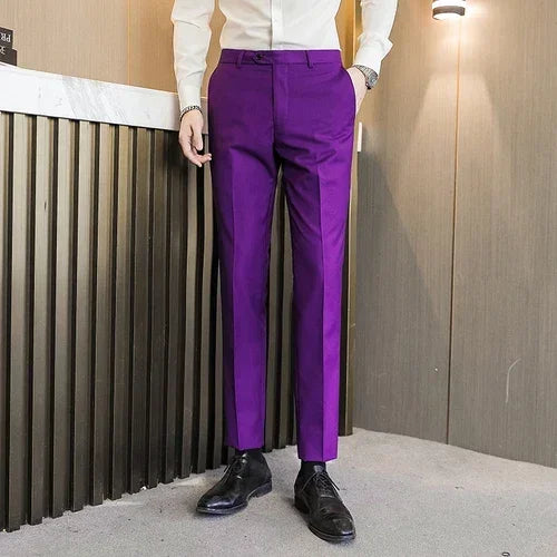Royal Blue Men Suit Pants, Business Office Trousers, White Black Red Pantalones Hombre Wedding Party Dress Pant, Asian Size