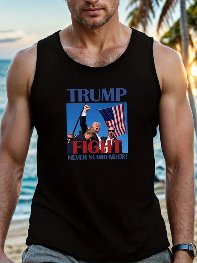 2024 Summer Outdoor Beach Men's Top Hawaiian Style Men's Tank Top Vintage Car Print Tank Top Everyday Casual Sleeveless T-shirt