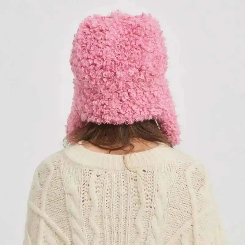 Winter Warm Bomber Hat Women Lamb Wool Faux Fur Hats Outdoor Thicken Earflap Caps Autumn Winter Ear Protect Ski Hat