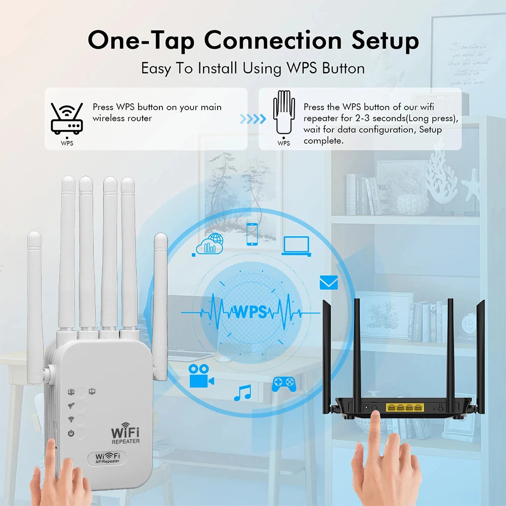 Dual Band 1200Mbps Wireless WiFi Repeater 2.4G 5G Signal 802.11ac Long Range Extender Amplifier Router EU US Plugs WIFI Booster