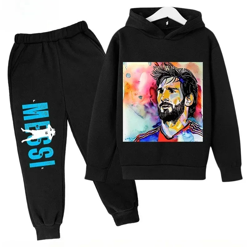 Spring Autumn Children's Set Sports Messi Print Hoodie Set Pants Suit 2pcs Set Boys Girls Kid Clothing Casual Fashion Tracksuit