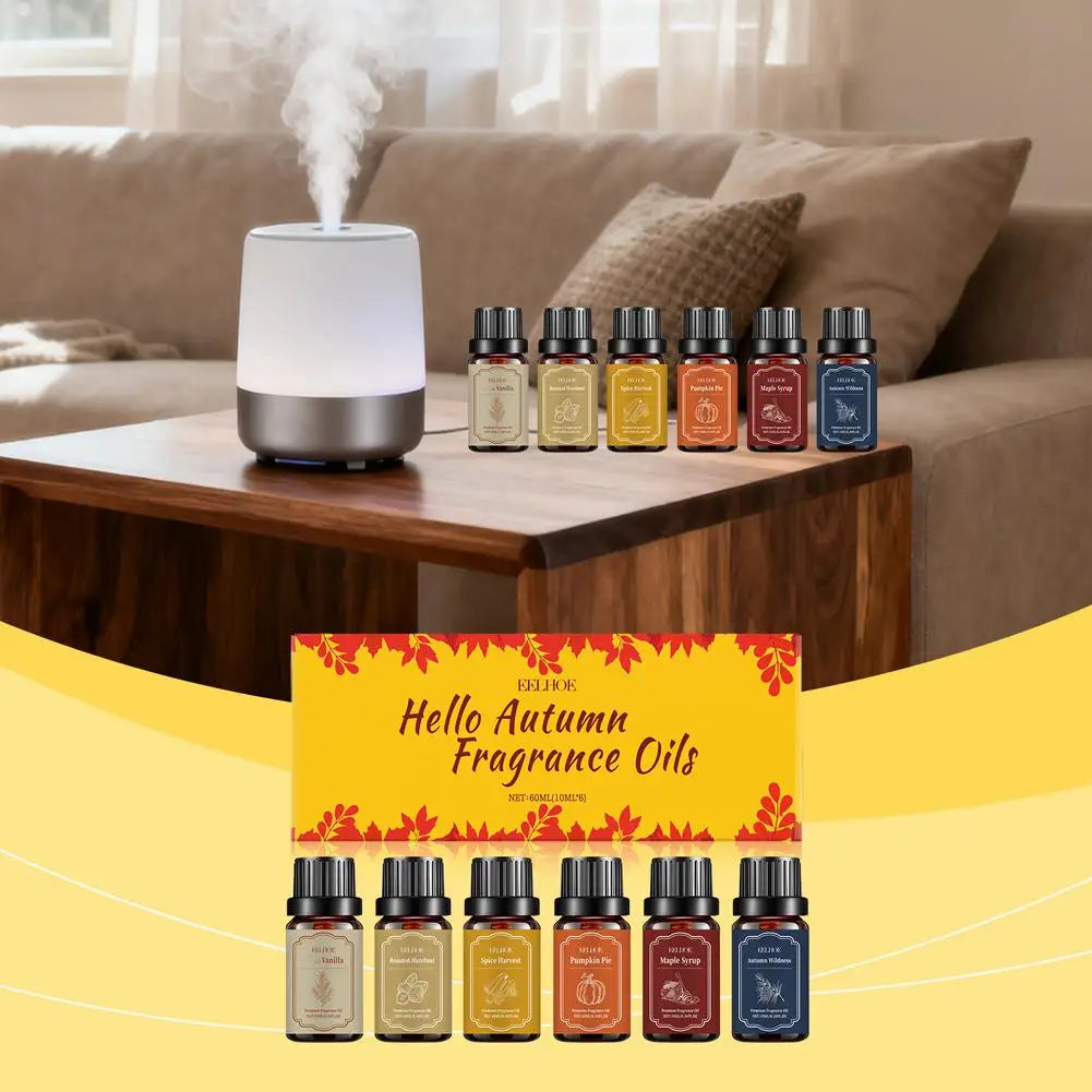 6x10ml Autumn Diffuser Fragrance Oils, Fall Essential Oils For Diffusers For Home,  Candle Soap Making Scents, Coconut Vanilla
