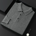 Men's Worsted Wool Kknit Pullover, Business Casual Polo Neck Sweater, Monochromatic Loose Top, Autumn and Winter Fashion, New
