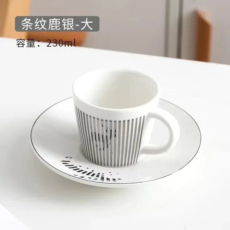 New Dynamic Mirror Reflection Cup Mug 250~300ml Home Drinkware Creative Ceramic Anamorphic Cup Coffee Tea Set Interesting Gift
