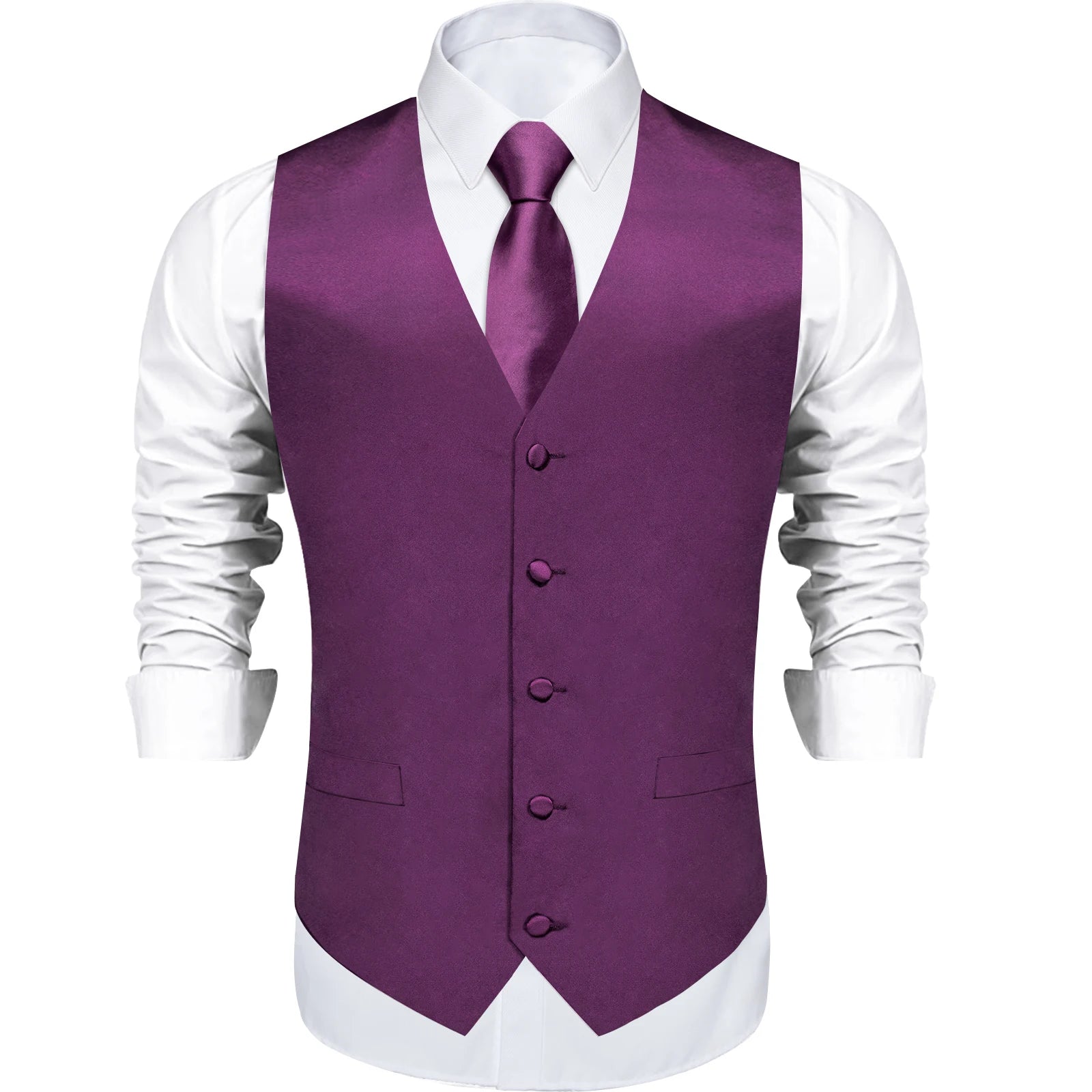 Satin Men's Solid Blue Suit Vest with Tie Handkerchief Cufflinks Business Formal Waistcoat Wedding Prom Men Sleeveless Jacket
