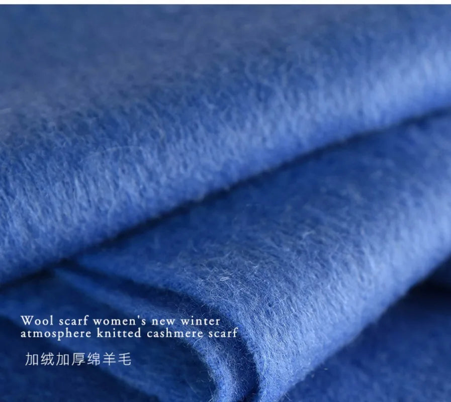 High Quality 100% Wool Muffler Classic Simple Solid Men Women Scarf Fall Winter Thick Casual Shawl Male Female Tassel Scarves