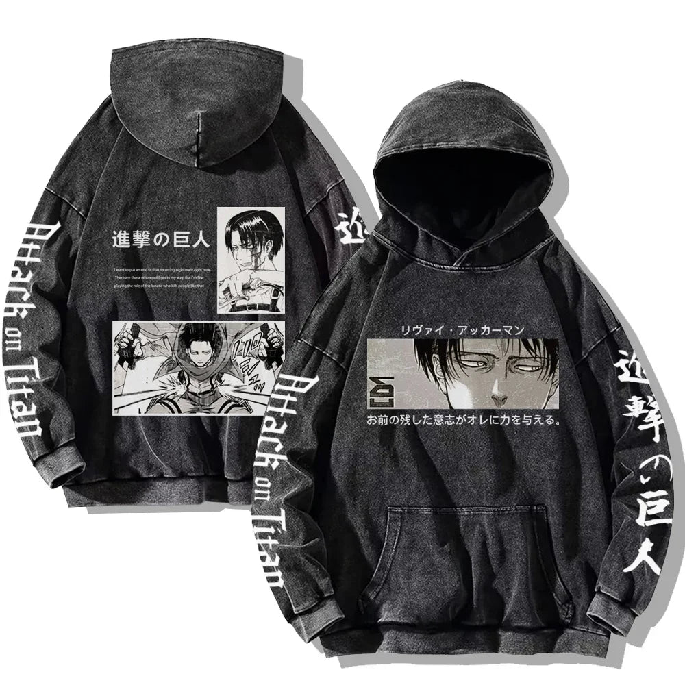 Vintage Washed Men's Hoodies Shield Print Hooded Sweatshirt Hip Hop Streetwear Y2K Hooded Pullover Y2K Loose Casual Tops