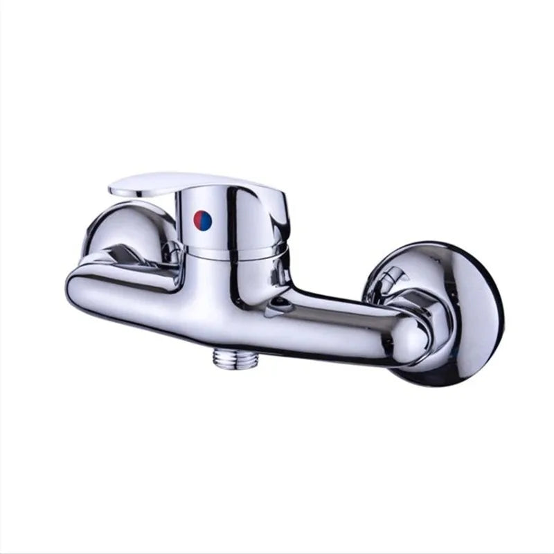 Wall Mounted Chrome Bathroom Shower Faucet Single Handle Bathtub Mixer Tap Hot Cold Water Valve with G1/2 Shower Hose Connector