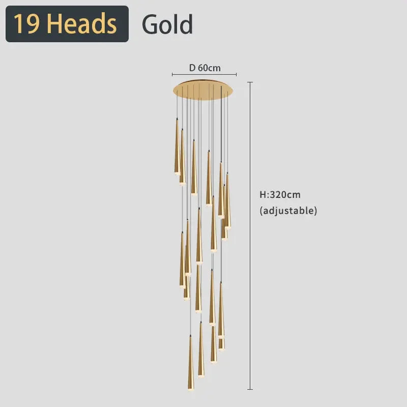 Stair Led Ceiling Chandeliers Duplex Loft Lamp Living Room Decoraction Luxury Light Appliance Hanging Lamps For  Lustre