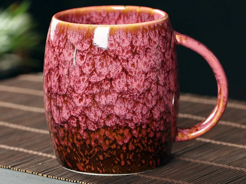 Japanese Style Coffee Cup Creative High-Capacity Kiln Change Ceramic Cup Vintage Household Office Drinkware Milk Mug Water Cup
