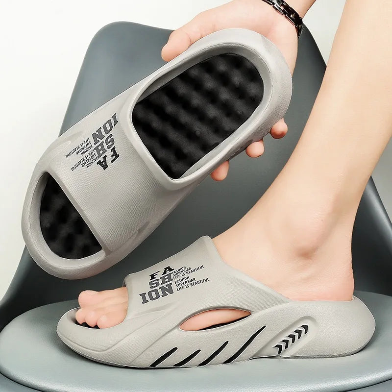 Summer Men Massage Slippers Indoor Outdoor Sandals Beach Casual Shoes Soft Sole Slides Men Flip-flops Men's Sandals Big Size 47