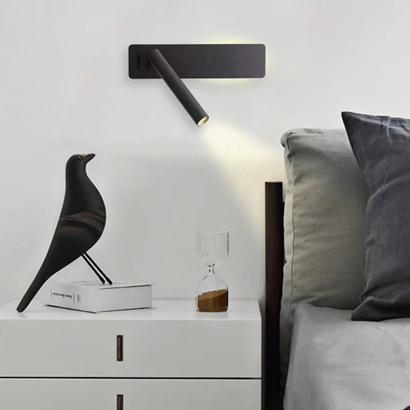 LED Wall Reading Lamp for Bedroom Hotel Minimalist Night Book Lamp Rotatable Bedside Sconce 3W Spotlight Home Lighting Fixture