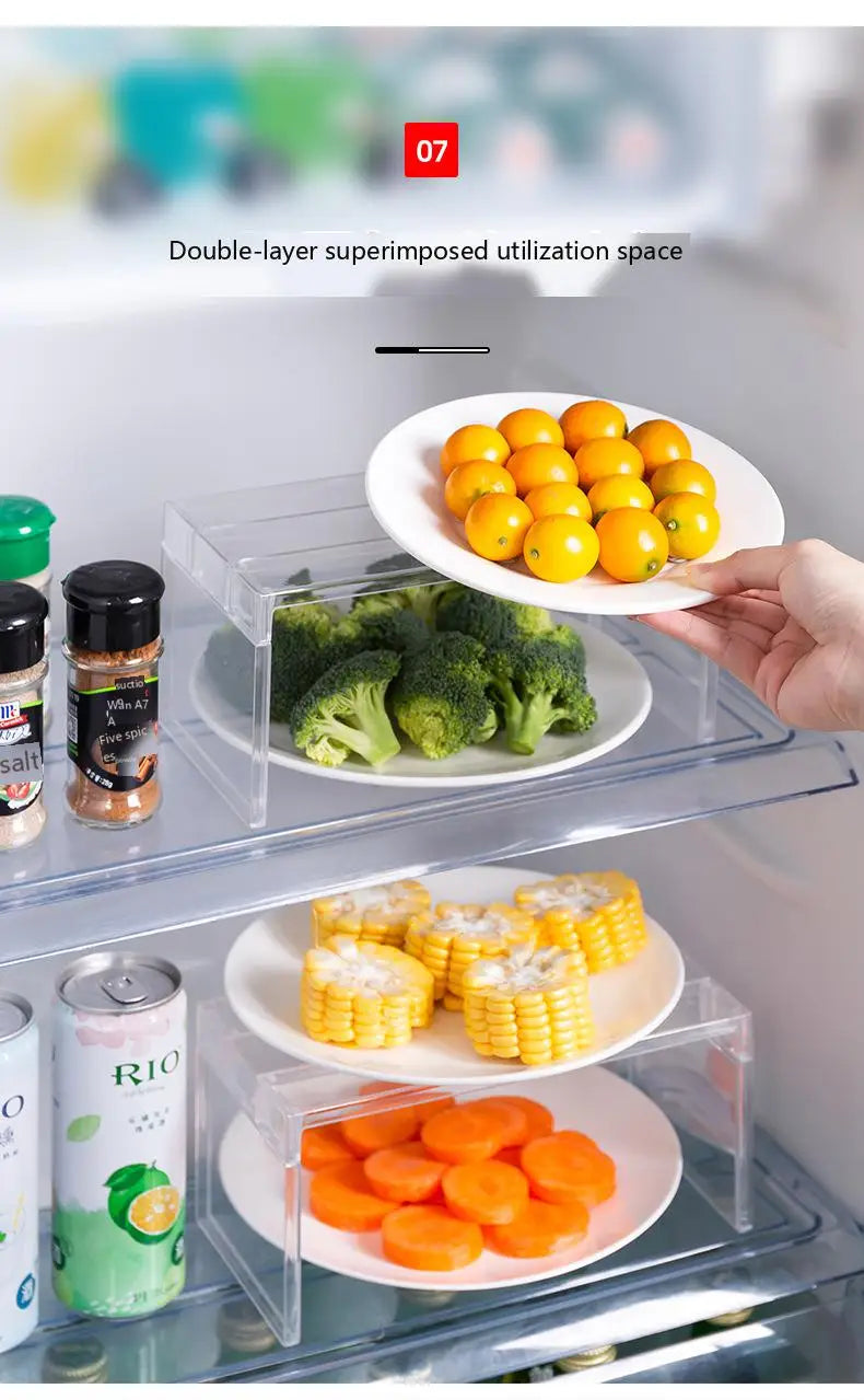 Adjustable Clear Kitchen Cabinet Organizer, Expandable Spice&Plate Storage Rack,Kitchen/Bathroom Divider Organizer for Cabinets