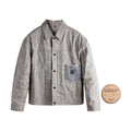 Maden Men's Vintage Oil Waxed Jacket V Waterproof Hunting Coat Double Pleats Grey Canvas Outwear with Patch Pockets for Autumn