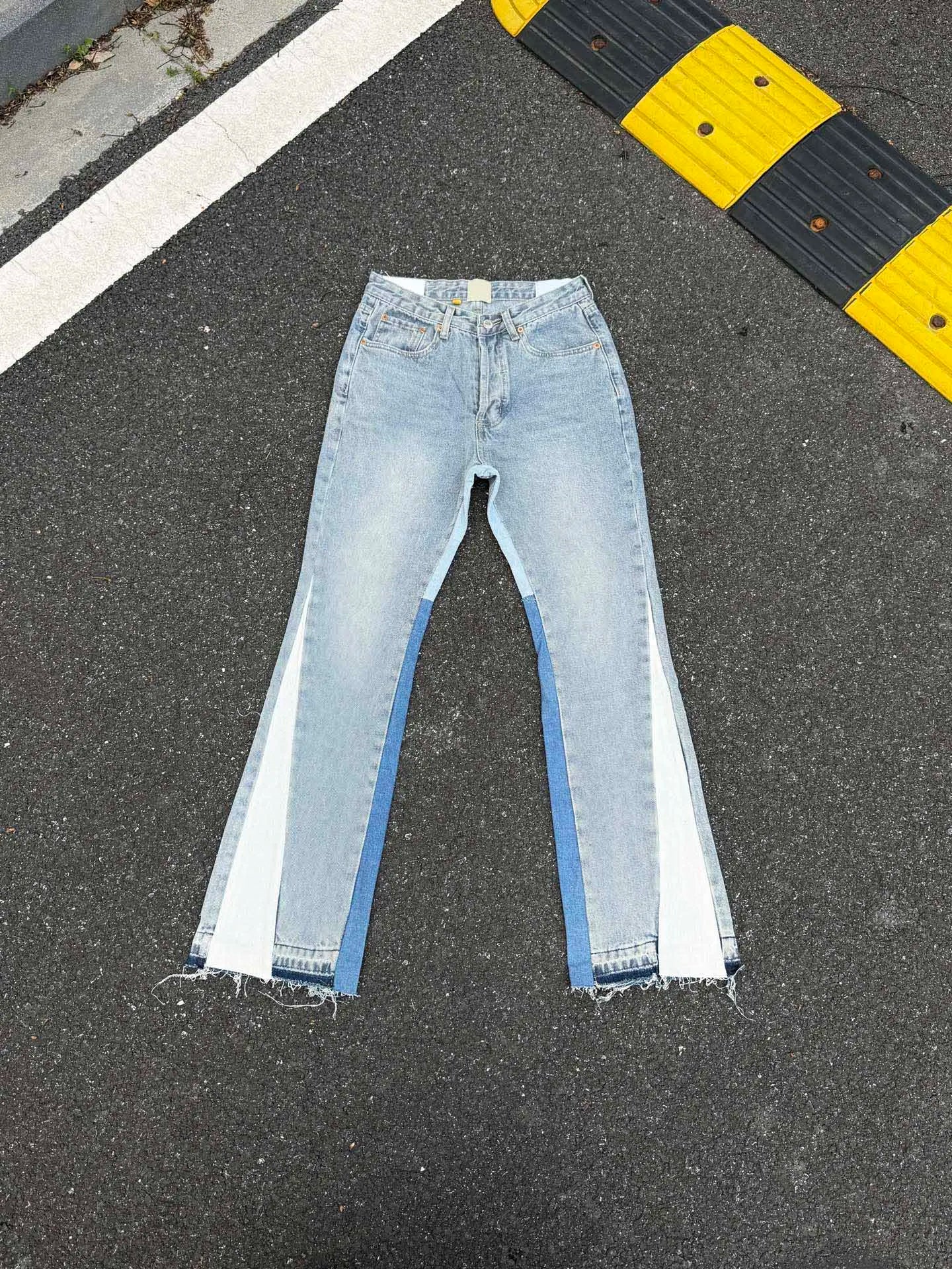 2025 Top Quality GPT Retro Distressed Soiled Ink-splashed Flared Jeans Men Casual Staight Washed Jeans Denim Pants Trousers