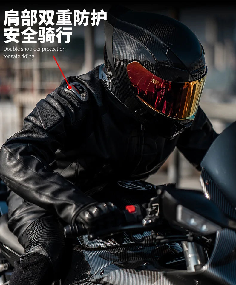 GHOST RACING Winter Motorcycle Jacket Leather Chaqueta Moto Men Waterproof Moto Suit Motorbike Riding Jacket Motocross Jacket