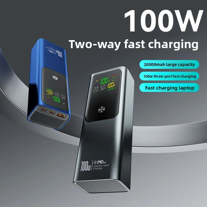 100W PD Fast Charge Power Bank 20000mAh Bidirectional Portable External Battery for IPhone Android Laptop Notebook
