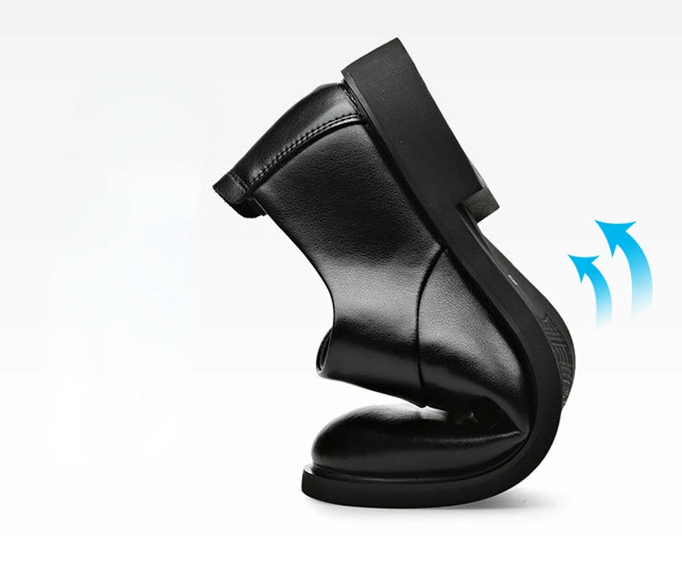 Spring Autumn Cow Leather Shoes for Men Fashion Casual Increase New Designer Men's Dress Shoes Black Platform Shoes Male