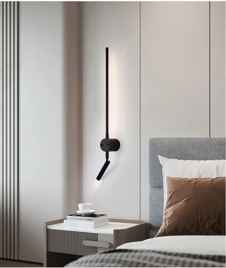 Modern LED Wall Lamp with Switch Bedroom Light Stairs Hallways Living Room Nordic Art Background Decor Black Lights Bathroom