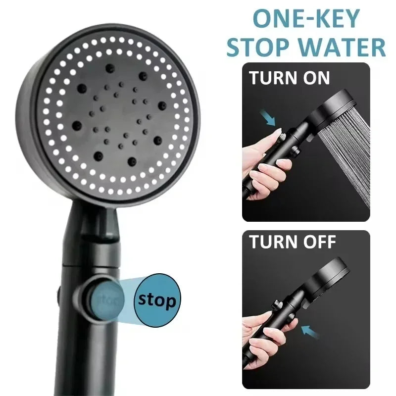 Shower Head 5 Modes Water Saving Adjustable High Pressure Showerhead Handheld Spray Hangable Bathroom Accessories Hot Selling