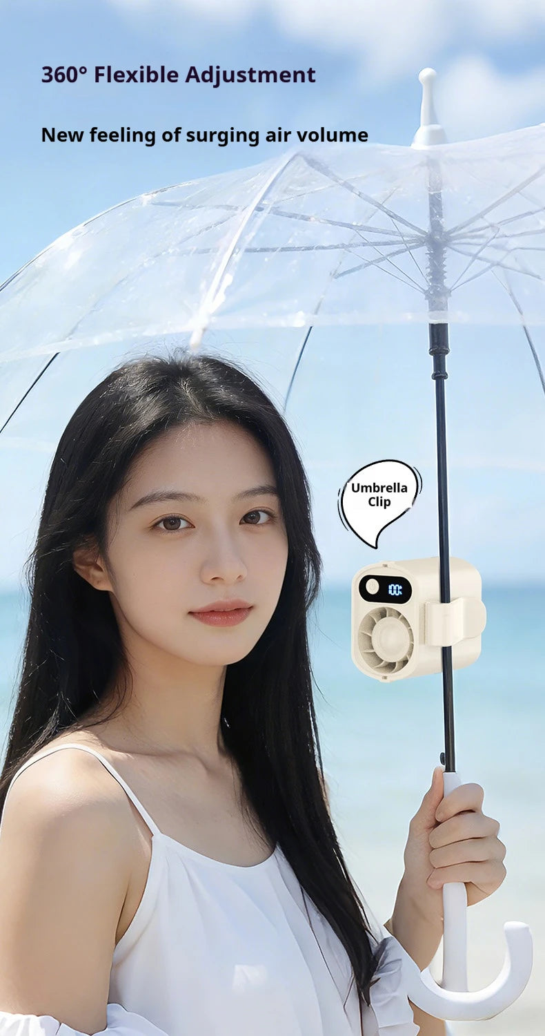 2026 New Mini Fan Umbrella Fan Multifunctional USB Charging Portable Handheld Waist Hanging Desktop Outdoor Desktop Fan