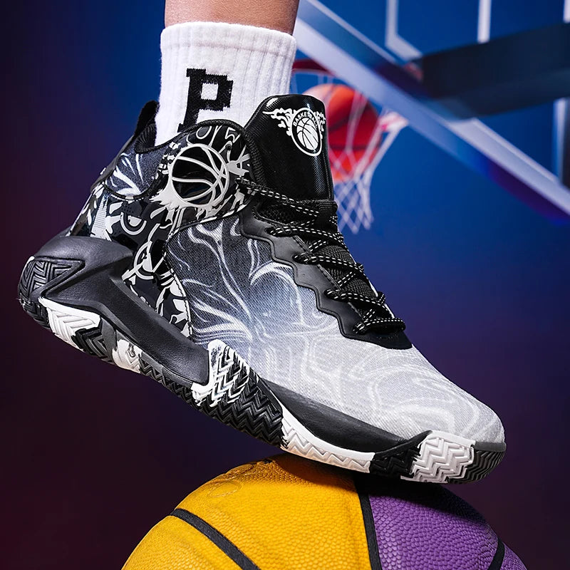 Mens Basketball Shoes Fashion Non-Slip Lightweight Breathable Outdoor Sneakers Cushioning Workout Shoe for Running Walking Sport