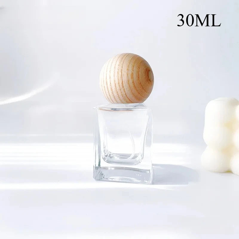 30ml Perfume Bottle Glass Line Mist Perfume  Atomizer Wood Lid Empty Sprayer Bottle Cosmetic Containers Travel Bottle Packaging