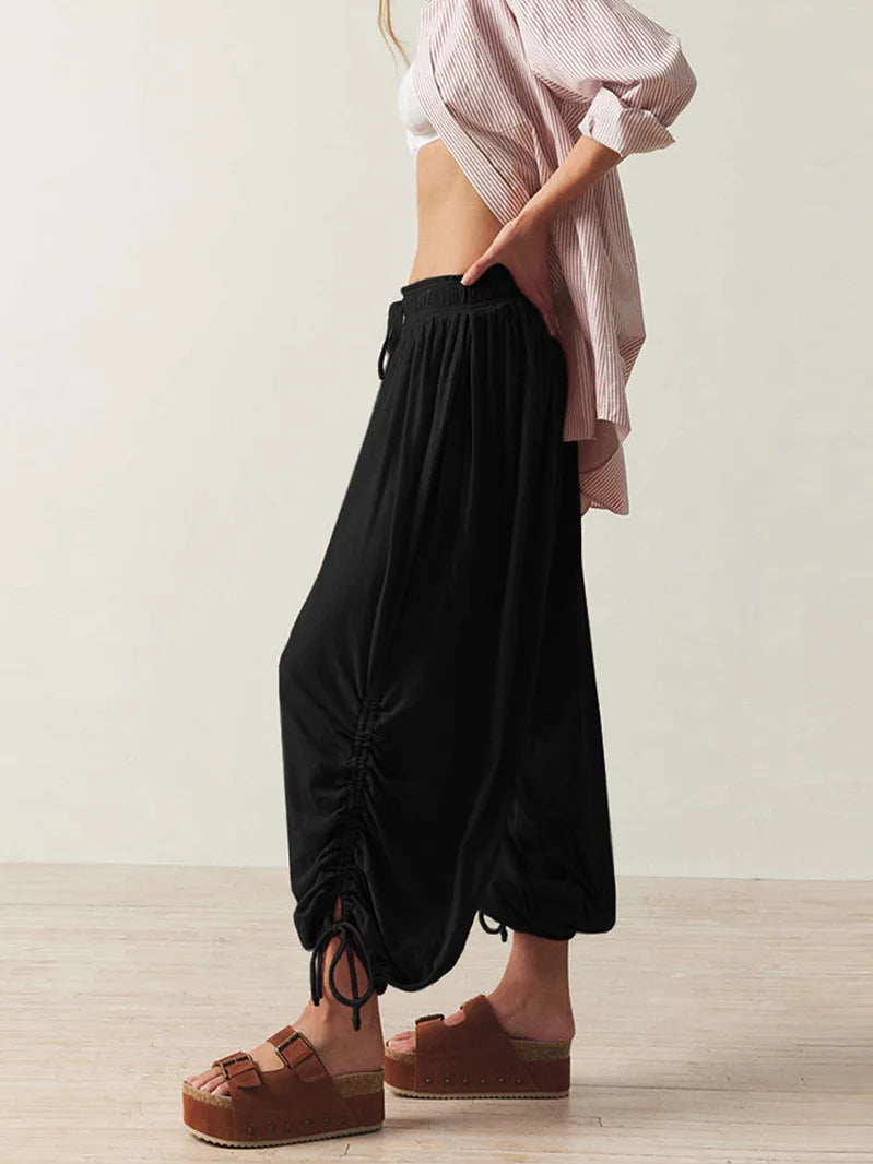 2026 New Drawstring Lantern Pants Women's Casual High Waist Loose Trousers Spring Summer Fashion Streetwear Female Joggers Pants