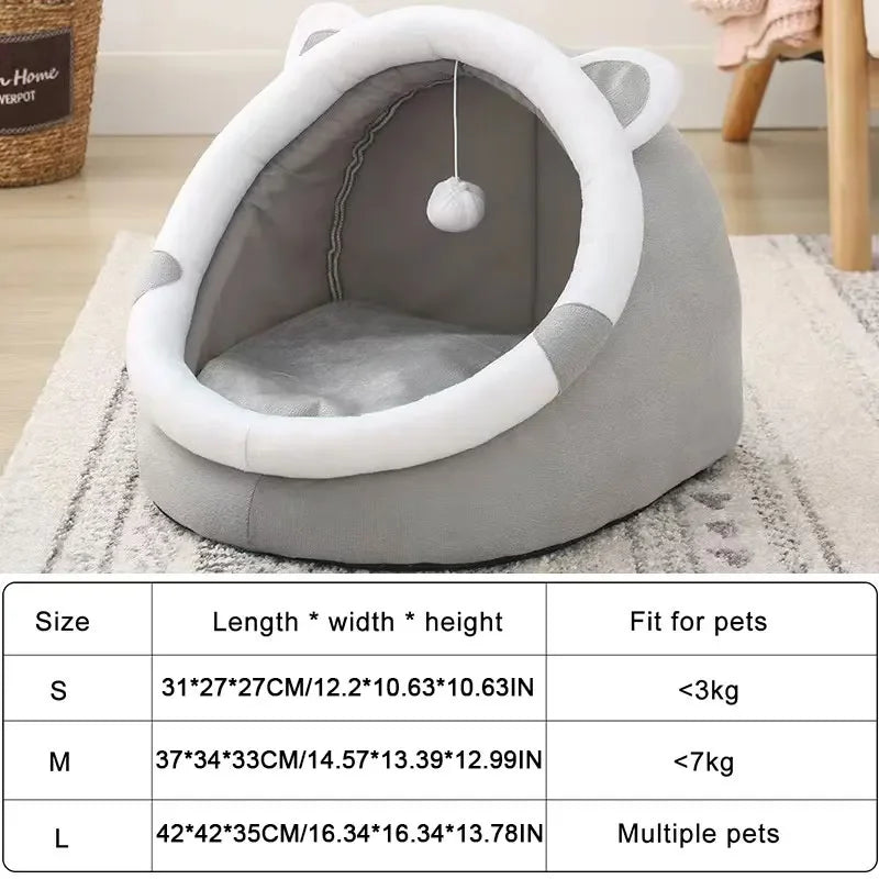 h Tent Cave Bed for Cats Small Dogs Self-Warming Cat Tent Bed Cat Hut Comfortable Pet Sleeping Bed Foldable Removable Washable