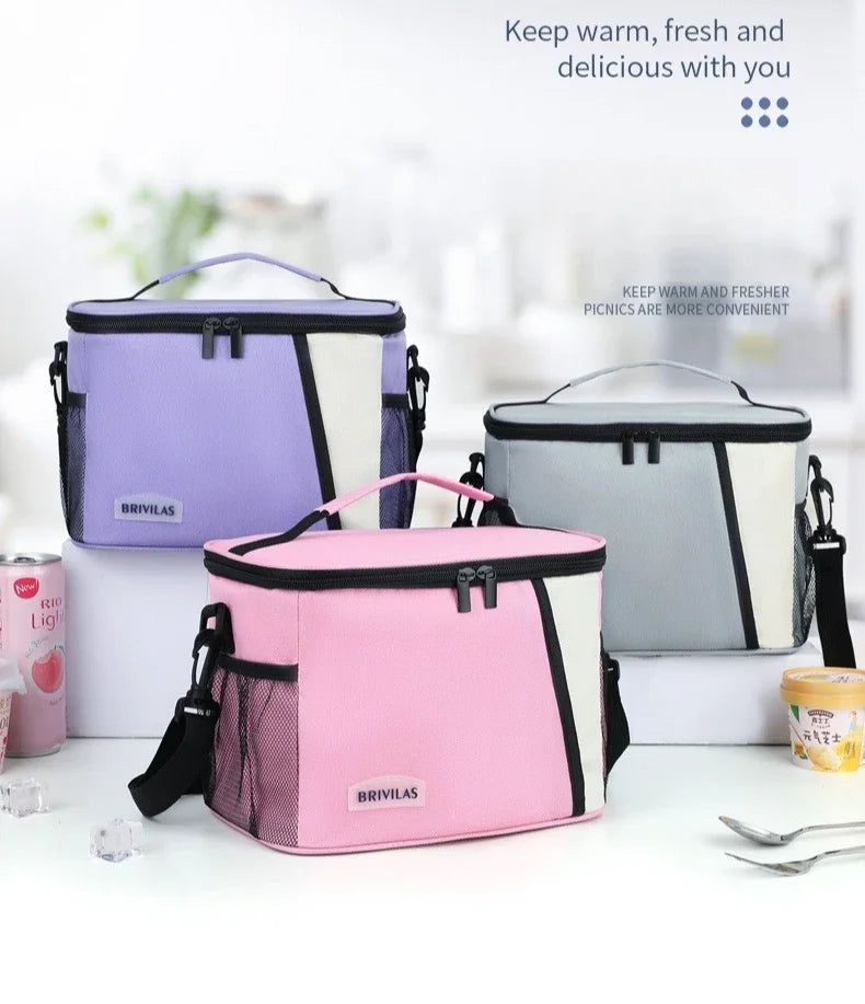 Insulated Lunch Bag Large Reusable Lunch Bags with Adjustable Shoulder Strap for Women Men, Ideal for Work, School & Outdoor Use