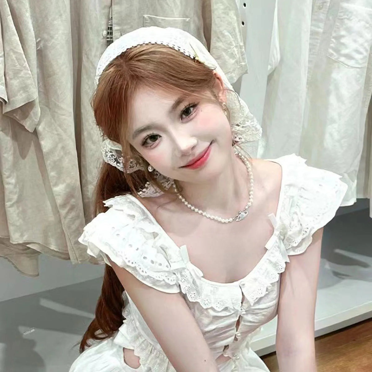 Women's Lace Scarf Headband for Women Non Slip Floral Lace Hair Kerchief Head Scarf for Hair Styling Decor 53*34cm