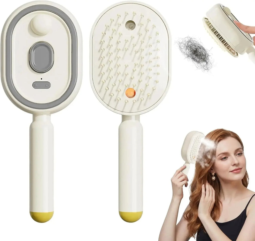 Wet Electrics Hairbrush with Water Spray Rechargeable Steams Hair Straightener USB-C Charging for Both Long & Short Hairs