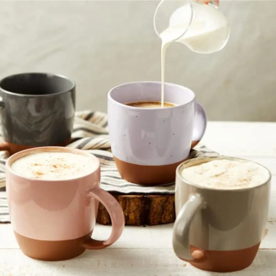 Morandi Color Ceramic Coffee Mugs Set of 6 Large,18 oz Coffee Cups with Handle, Latte Mug, Big Mug for Women, Men, Great for Te