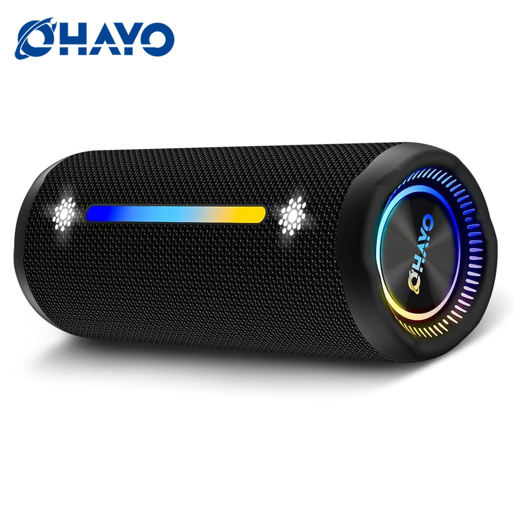 OHAYO Bluetooth Speaker with LED Light 35W HIFI Outdoor Loud Speaker IPX7 Waterproof, Enhanced Bass Sound, Wireless Stereo Pairing, Portable Wireless Speakers for Home Travel Sport