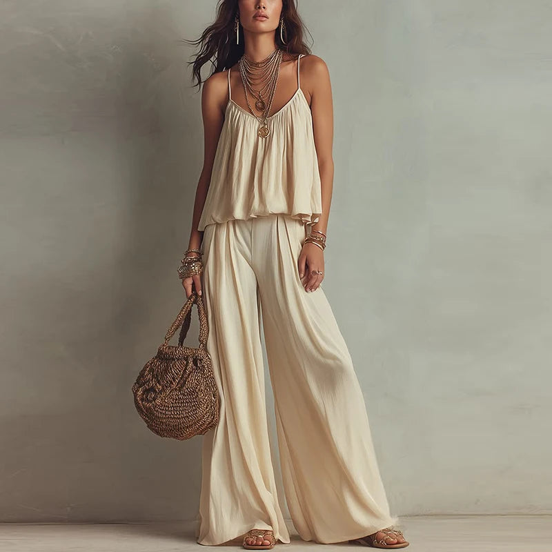 Women's Streetwear 2 Piece Pant Sets 2026 Summer Fashion Sleeveless Shirt Vest Tops Elastic Waist Pants Suits 2 PCS Outfits