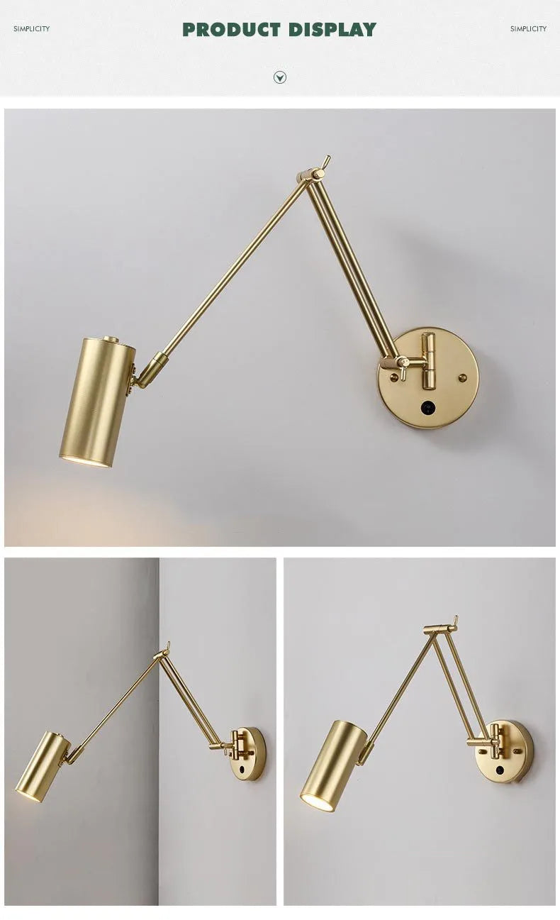 LED Wall Lamps Modern Adjustable Swing Long Arm Internal Touch Sensor Switch Household Bedside Lighting Decor Sconce Lights