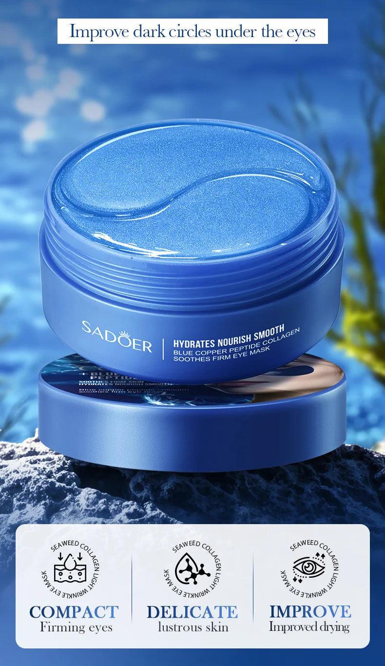 60/120pcs SADOER Caffeine Crystal Collagen Eye Mask: Moisturizing Eye Patches for Eye Care Ant -Aging Anti Wrinkles Skin Care