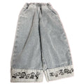 Spring Autumn Baby Boy Wide Jeans Korean Casual Cartoon Outwear Children Boy Denim Pants Loose Elastic Waist Kid Boys Trousers