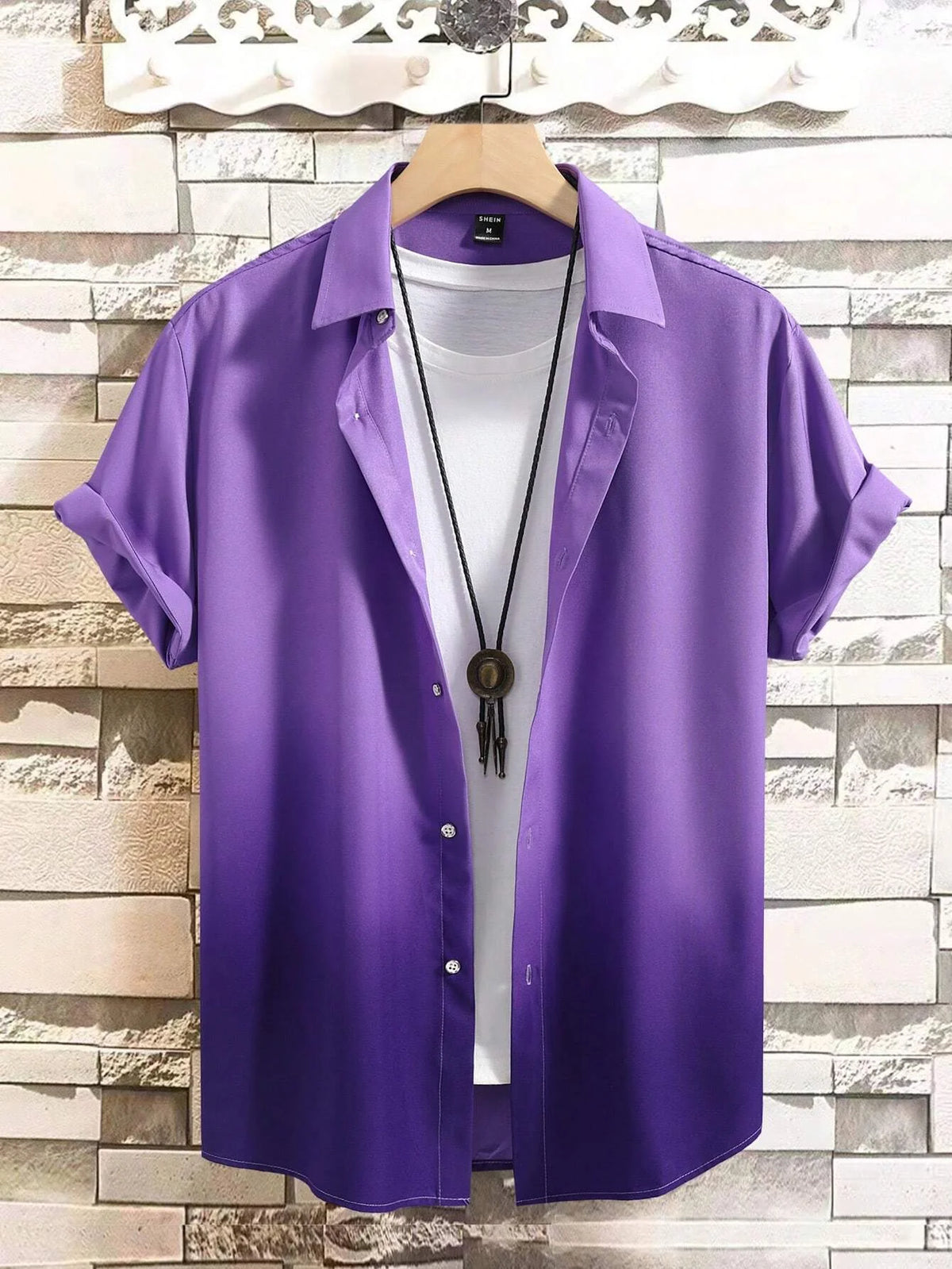 Hawaiian Men's Short Sleeved Shirt with Summer Gradient Design, 3D Graphic Printing, Loose Oversized Lapel Casual Shirt